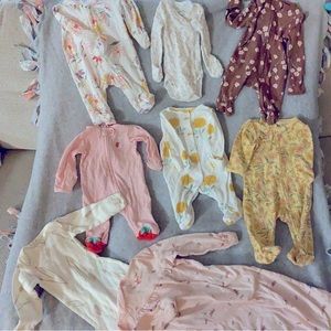8 Carter’s baby girl 0-3 months sleepers